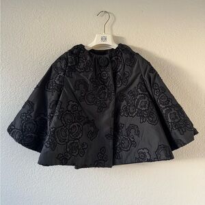 Monique Lhuillier Black Floral Embroidered Cape Jacket